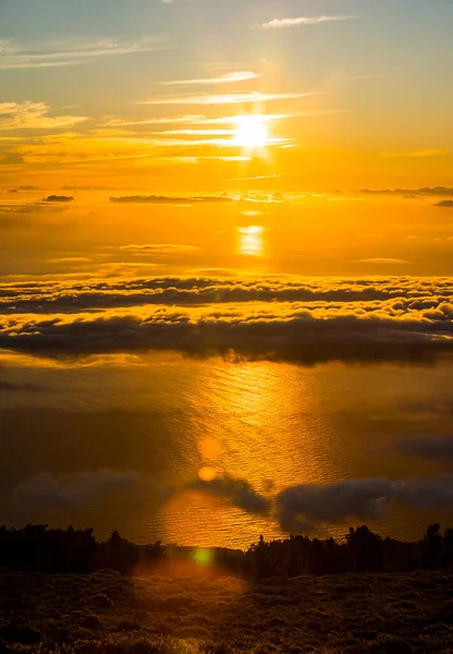 Primavera Nascer Sol Mar Teide Vistas Palma Island Ilhas Canárias — Fotografia de Stock