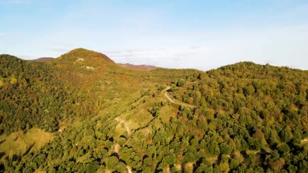 Aerial Scene Med Drone Efteråret Landskab Puigsacalm Peak Garrotxa Girona – Stock-video