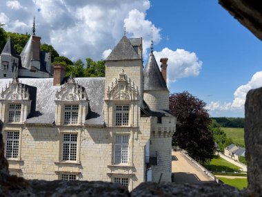 Rigny Usse, Fransa 'daki Chateau d' Usse 'nin beyaz taş duvarları ve kayrak çatıları mavi gökyüzü altında resim gibi bir manzara yaratır.