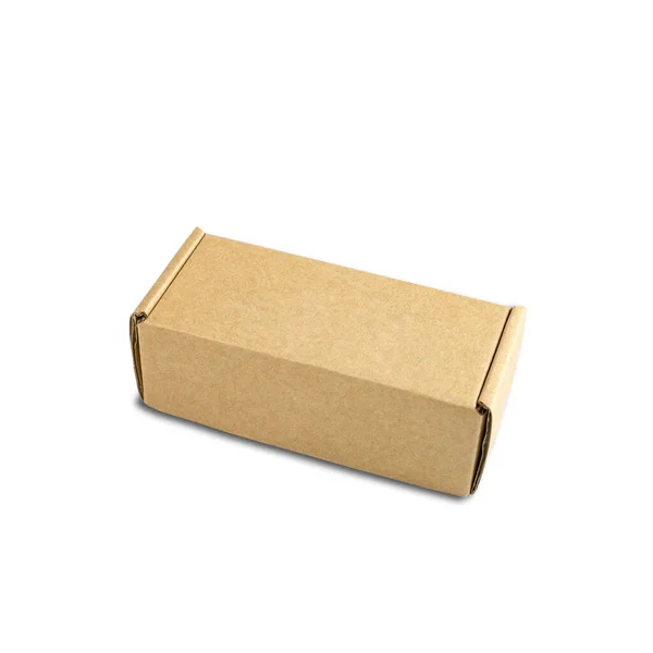 Boîte Brune Carton Boîte Kraft Isolée Sur Fond Blanc Avec — Photo