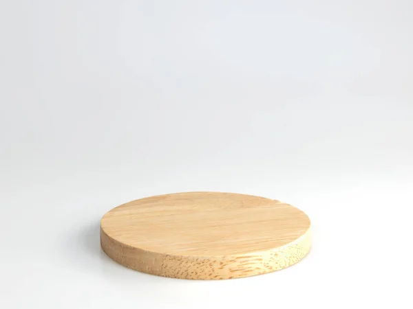 圆形木制产品架 木制纹理隔离在白色背景上 有剪切路径 — 图库照片