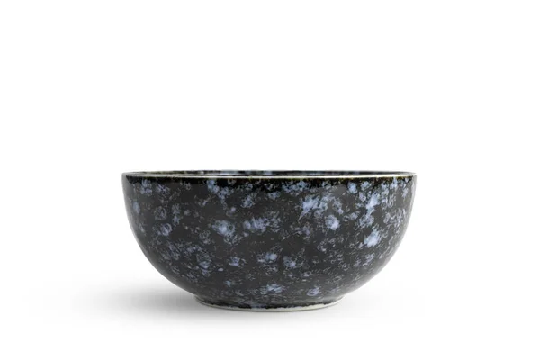 Schwarze Keramikschale Japanischen Stil Vintage Muster Isolieren Auf Weißem Hintergrund — Stockfoto