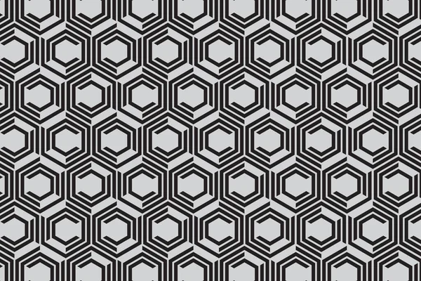 抽象六角形の幾何学的パターンと線 ベクトル背景 白地に黒六角形 — ストック写真