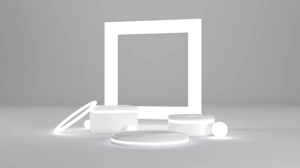 背景ベクトル3Dレンダリングと表彰台と光最小ステージシーン 製品抽象背景3Dレンダリング抽象ステージ — ストック写真