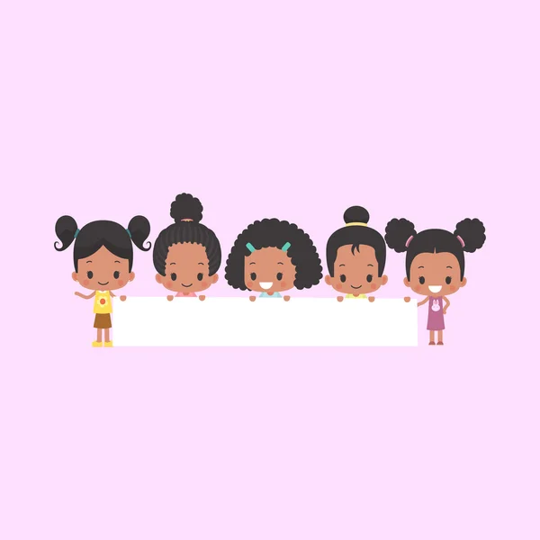 非洲裔美国女孩与空白横幅 — 图库矢量图片