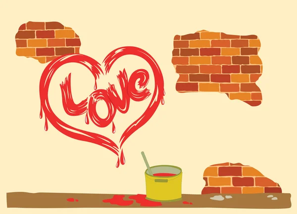 Malované srdce-symbol lásky Valentine karta banner — Stockový vektor
