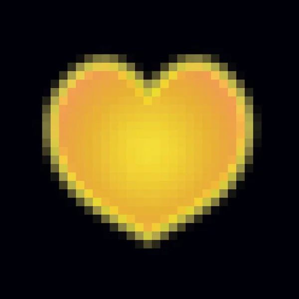 Золотое пиксельное сердце на черном фоне . — стоковое фото