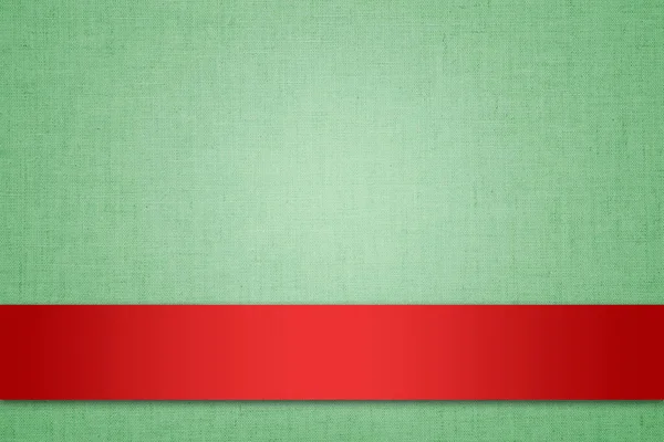 Grön Textil Bakgrund Med Rött Band Design Mall För Julkort — Stockfoto