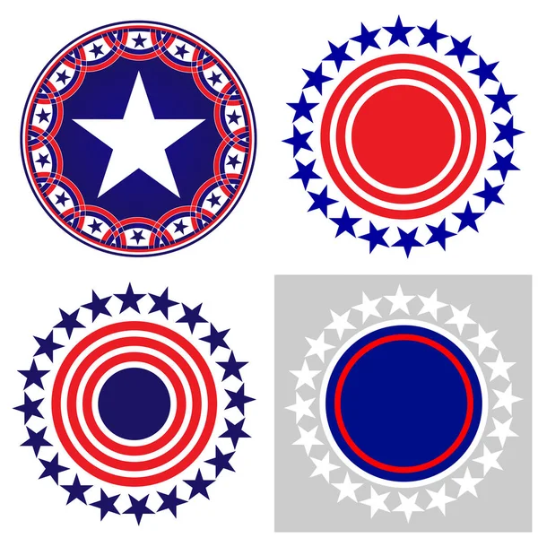 Símbolos Americanos Sinais Com Estrelas Ícone Conjunto Isolado — Vetor de Stock
