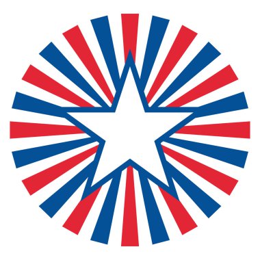 Amerikan retro star bayram simgesi amblem simgesi izole edildi.