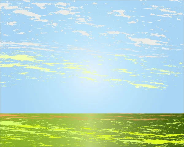筆で描かれた夏の牧草地抽象的な風景. — ストックベクタ