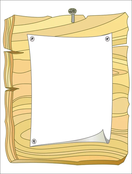 Papier blanc vierge sur un fond en bois image vectorielle. — Image vectorielle