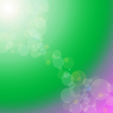 Parlak yeşil mor bokeh arka plan.