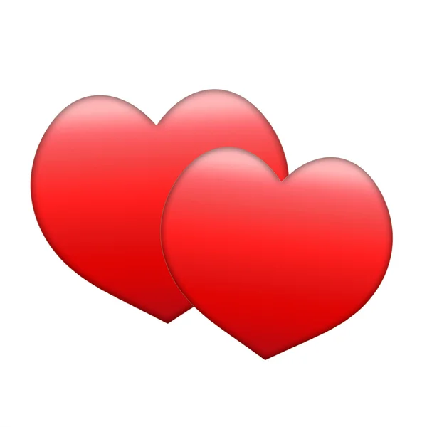 Dwa czerwone hearts-Valentine. — Zdjęcie stockowe