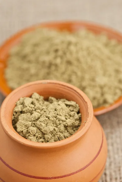 Raw organic hemp protein powder — Stock Photo, Image