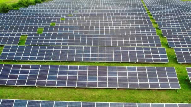 Solar Panels Green Field Solar Panels System Power Generators Sun — Stock Video