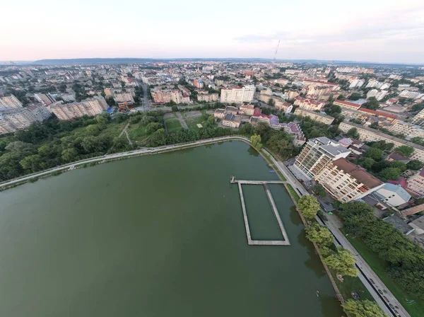 Letecký Pohled Město Poledne Panoramatický Výhled Město Východní Evropa — Stock fotografie