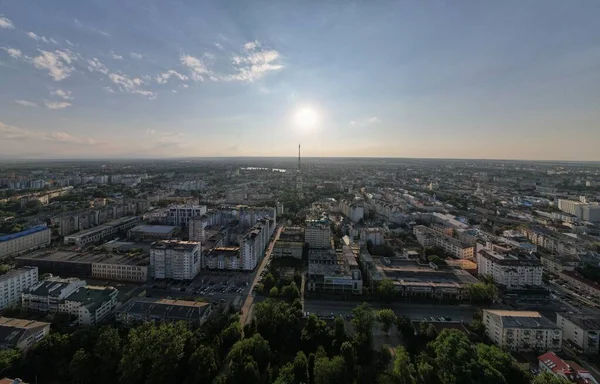 Luftaufnahme Der Stadt Abend Farbenfroher Rundblick Osteuropa — Stockfoto