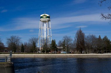 A water tower on a sunny day