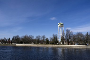 A water tower on a sunny day