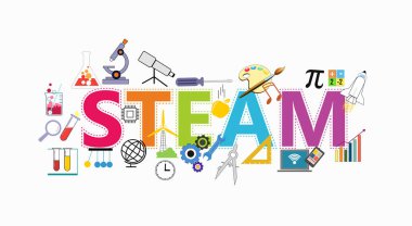 STEAM Education. A Framework for Education Across the Disciplines. Science Technology Engineering Arts Mathematics. Composition with patterns of paper cutting. clipart