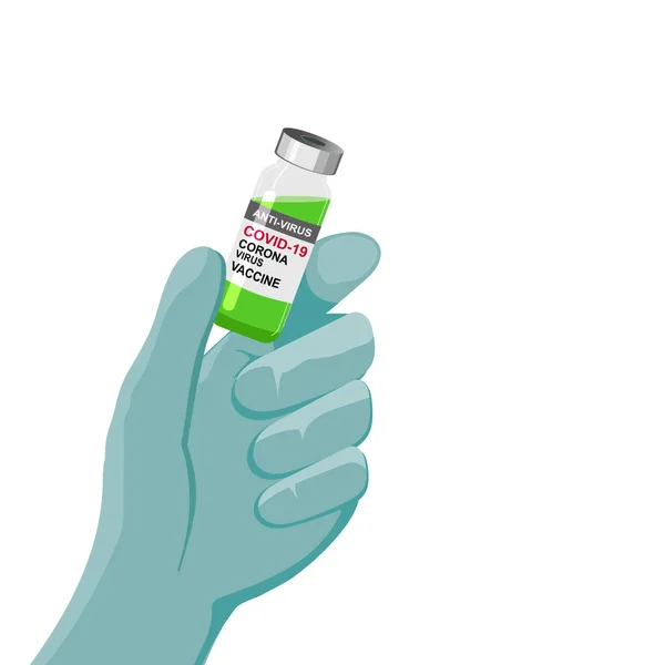 Handwear Gloves Vaccine Vaccine Bottle Use Prevention Immunization Treatment Coronavirus — Stock Vector