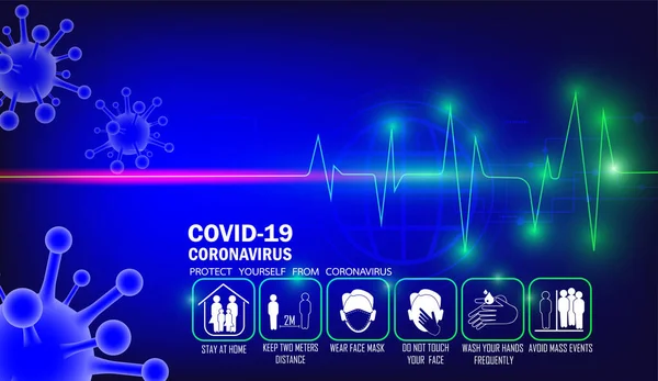 Коронавірусна Хвороба Covid Захистіть Себе Від Коронавірусу Має Символ Вірусу — стоковий вектор