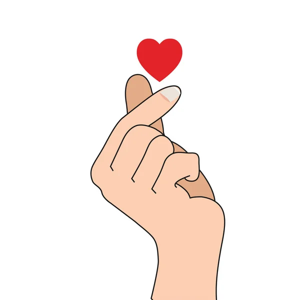 ミニハート 韓国語の愛のサイン 私はあなたのバレンタインデーのポスターの装飾が大好きです 韓国の指の心臓ベクトル図白い背景に — ストックベクタ