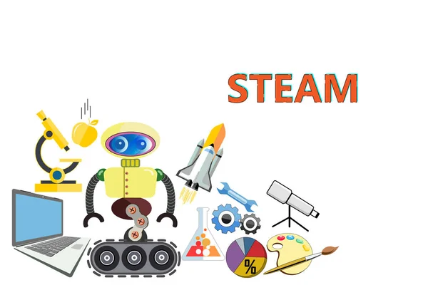 Steam Educación Marco Para Educación Todas Las Disciplinas Ciencia Tecnología — Vector de stock