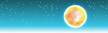 Büyük ay. Mavi gökyüzü arka planında, Web Sancak Tasarımı, Banner arka planı, tebrik kartı, poster için. Mutlu Çin sonbahar ortası konsepti. Festivalin grafik tasarımı dolunayın resmi.