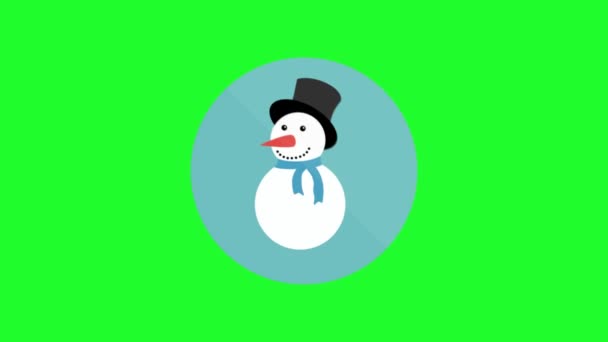 Zielony Ekran Ikona Bożego Narodzenia Bałwan — Wideo stockowe