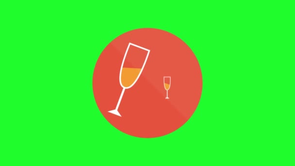 Zielony Ekran Ikona Bożego Narodzenia Kieliszek Wina — Wideo stockowe