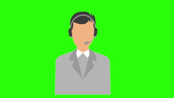 Зеленый Экран Аватар Call Center — стоковое видео