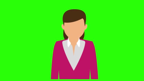 緑の画面アバター女性 — ストック動画