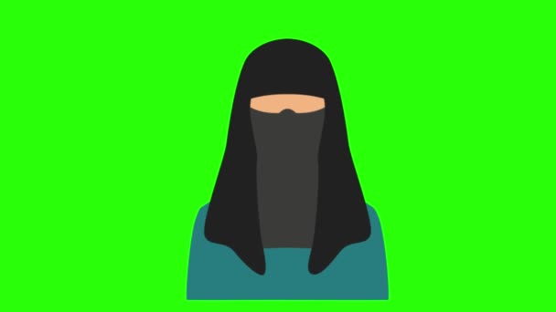 Écran Vert Avatar Femme Arabe — Video