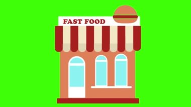 Yeşil ekran, binalar, fast food