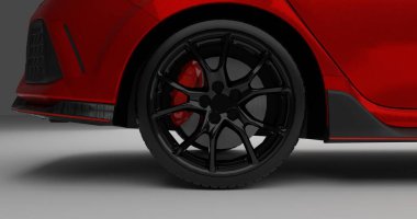 Honda Civic Type R 3d Rendering on isolated background