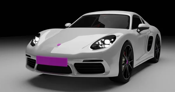 İzole edilmiş arka planda Porsche Cayman 3D model. Tangerang, Banten. 29 Haziran 2021