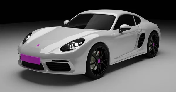 İzole edilmiş arka planda Porsche Cayman 3D model. Tangerang, Banten. 29 Haziran 2021