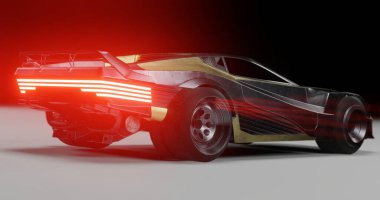 İzole edilmiş arkaplanda Cyberpunk oyunundan Quadra V Tech 'in 3 boyutlu görüntüleme aracı