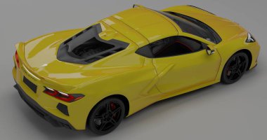 İzole edilmiş arkaplanda Corvette C8 'in 3B canlandırması