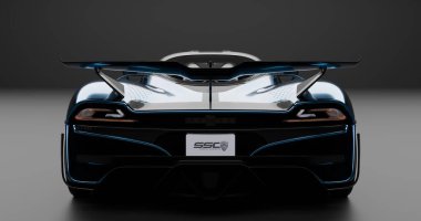 İzole edilmiş arkaplanda SSC Tuatara Striker 'ın 3B canlandırması