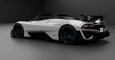 İzole edilmiş arkaplanda SSC Tuatara Striker 'ın 3B canlandırması