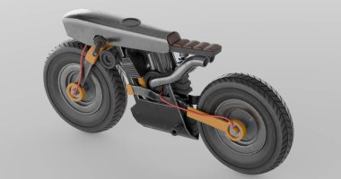 Çerçevesi açık modern elektrikli motosiklete yakın çekim