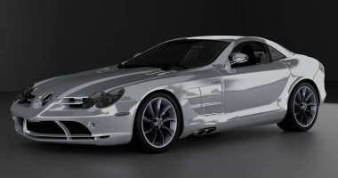 Mercedes SLR Mclaren 2004 'ün 3 boyutlu canlandırması izole arkaplanda