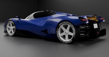 Göz kamaştırıcı Nilu27 konsept spor arabası, parlak tasarımı ve gri arka planda altın aksanı var.