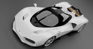 Göz kamaştırıcı Nilu27 konsept spor arabası. Pürüzsüz tasarım ve açık motor.