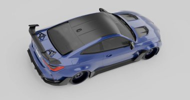 Gösterişli BMW M4 G82 yüksek performanslı spor araba ve Adro gövde kiti izole edilmiş.