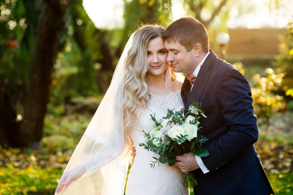 Brudgummen Kramar Sin Brud Ömt — Stockfoto