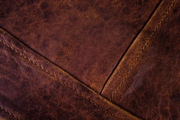皮革褐色天然质感 有接缝 — 图库照片